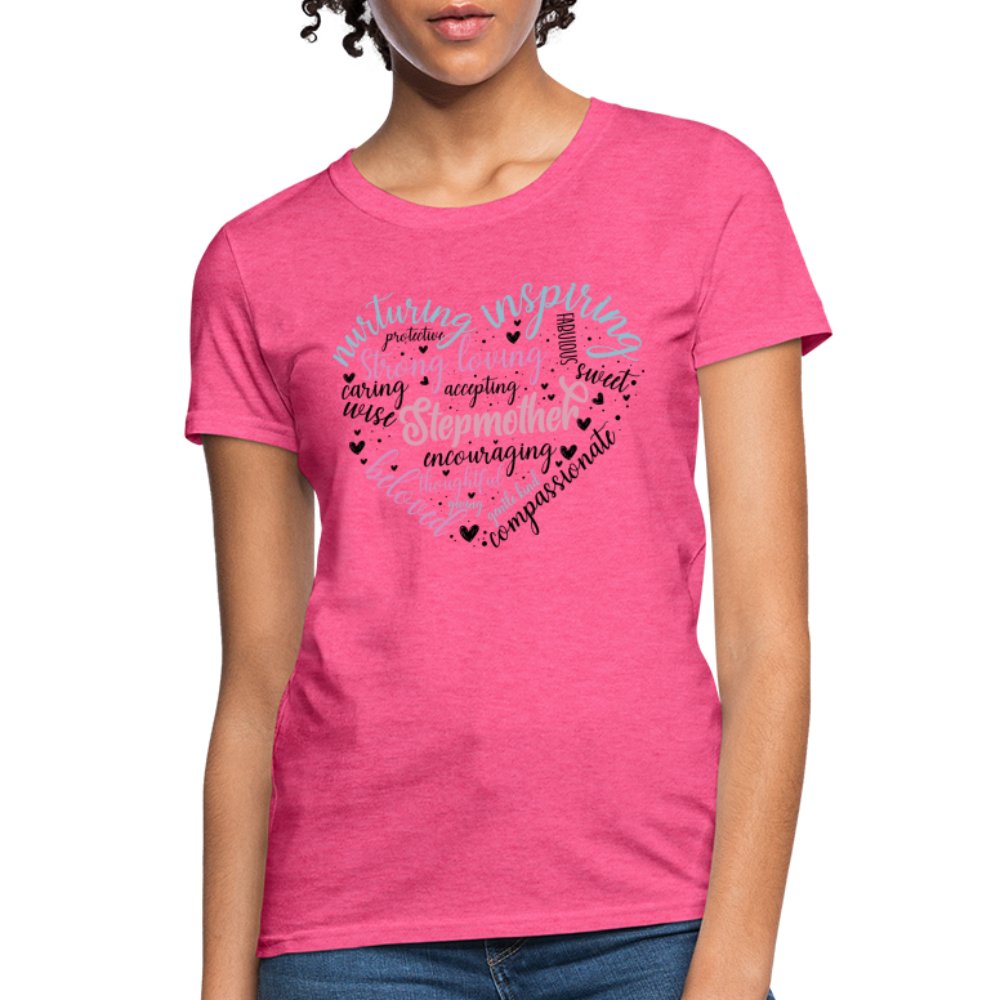 Stepmother Heart Women's T-Shirt (Word Cloud) - purple