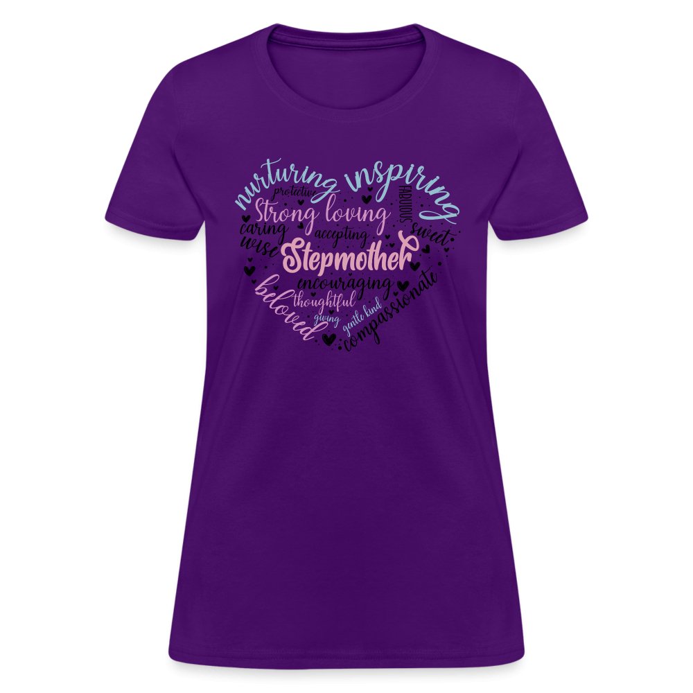 Stepmother Heart Women's T-Shirt (Word Cloud) - purple