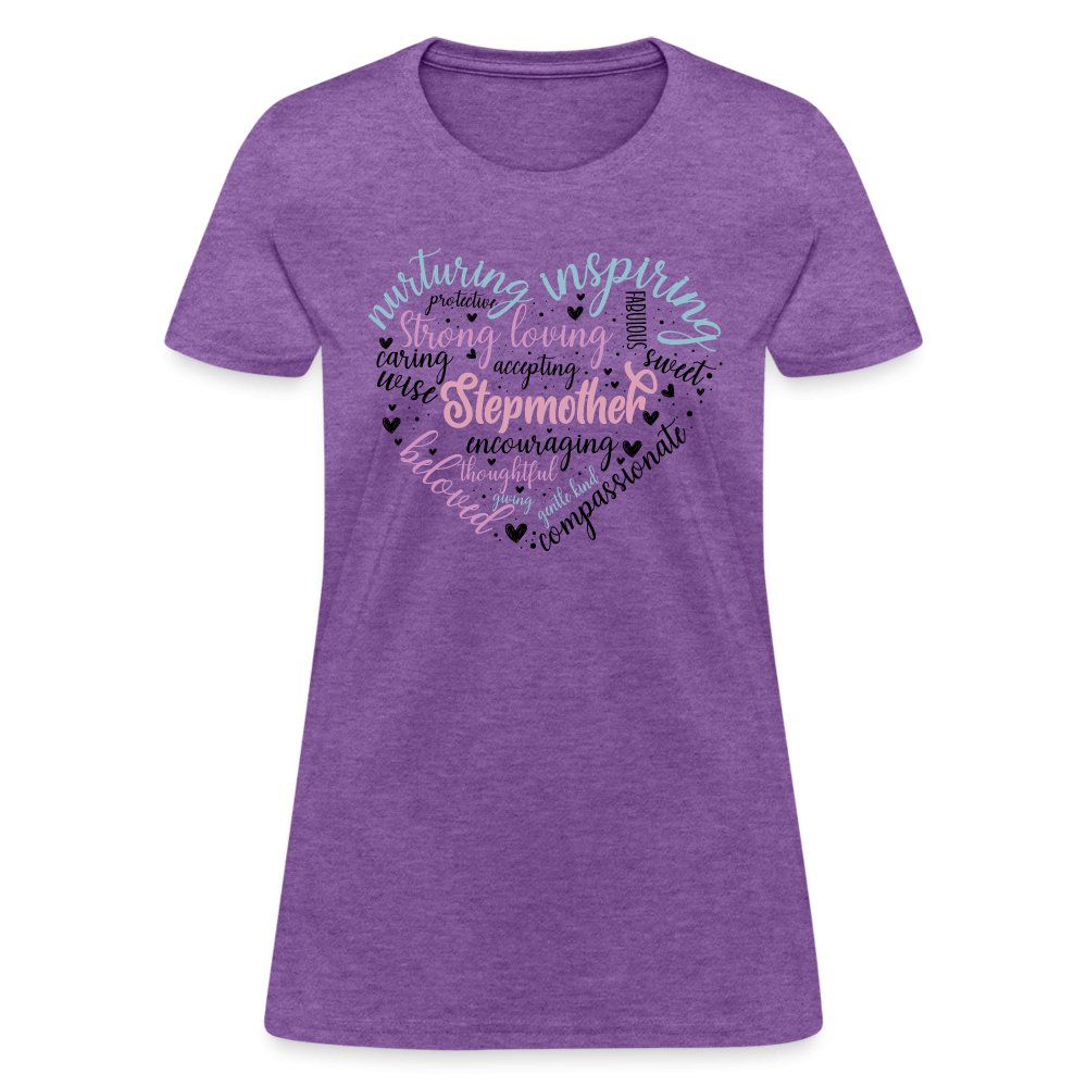 Stepmother Heart Women's T-Shirt (Word Cloud) - purple heather