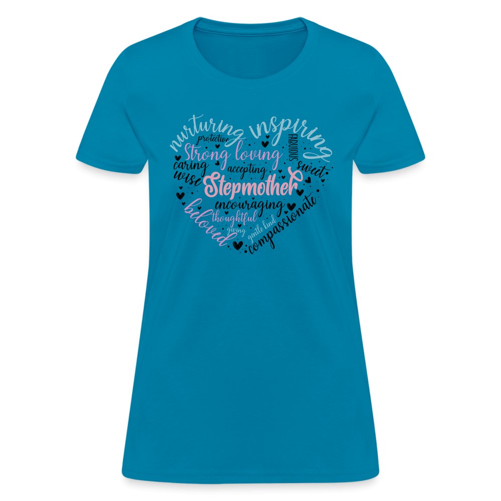 Stepmother Heart Women's T-Shirt (Word Cloud) - turquoise