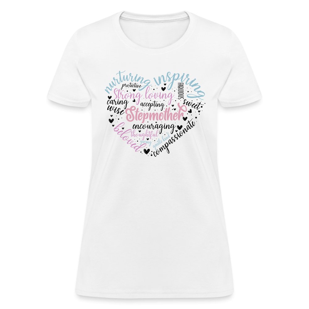 Stepmother Heart Women's T-Shirt (Word Cloud) - white