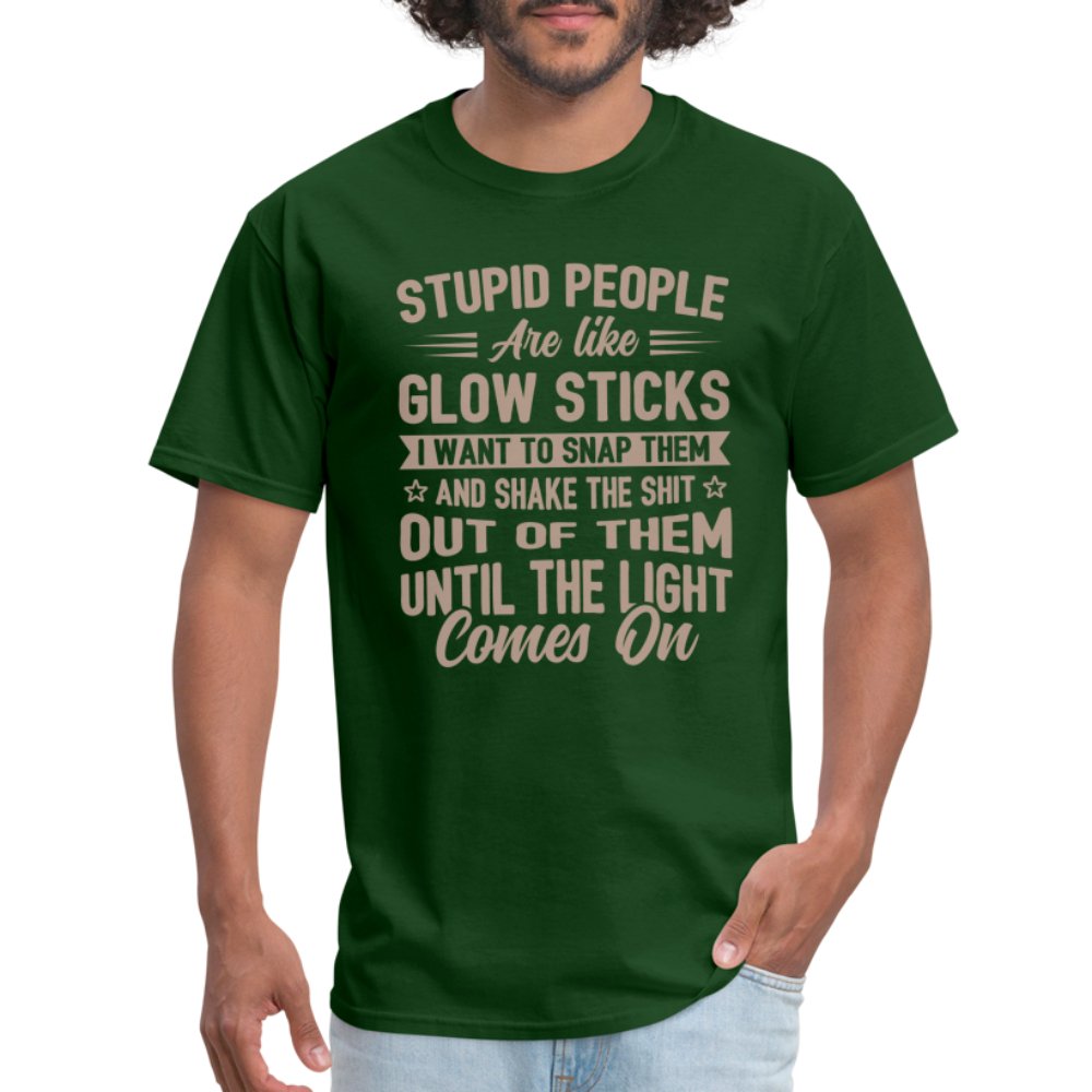 Stupid People are like Glow Sticks T-Shirt - heather black