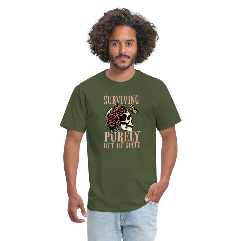 Surviving Purely Out Of Spite T-Shirt - military green