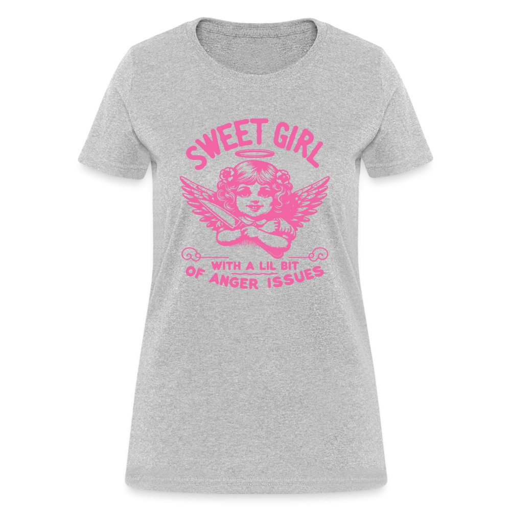 Sweet Girl With A Lil Bit of Anger Issues T-Shirt - heather gray