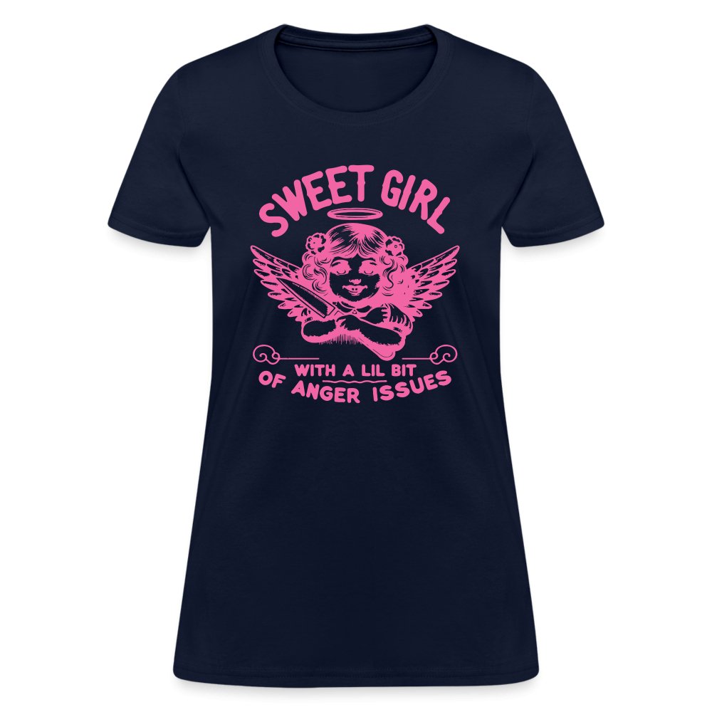 Sweet Girl With A Lil Bit of Anger Issues T-Shirt - navy