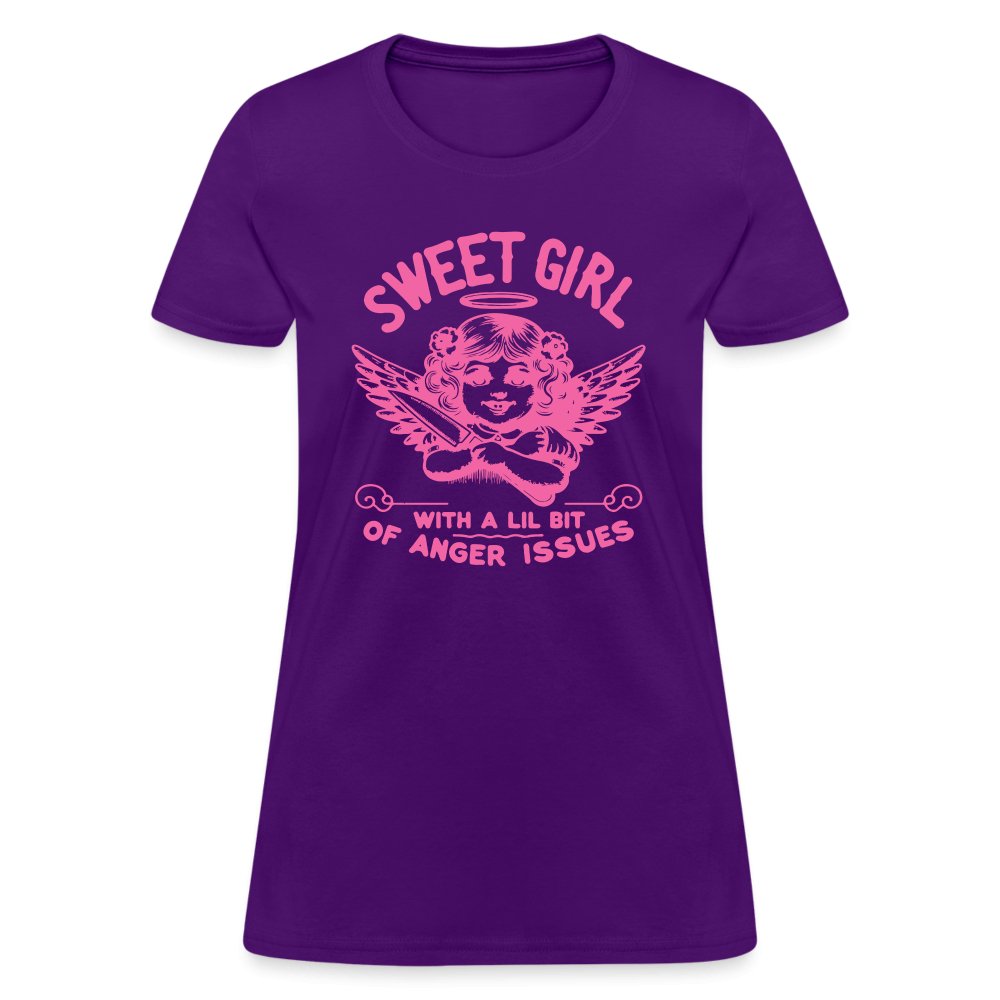 Sweet Girl With A Lil Bit of Anger Issues T-Shirt - purple