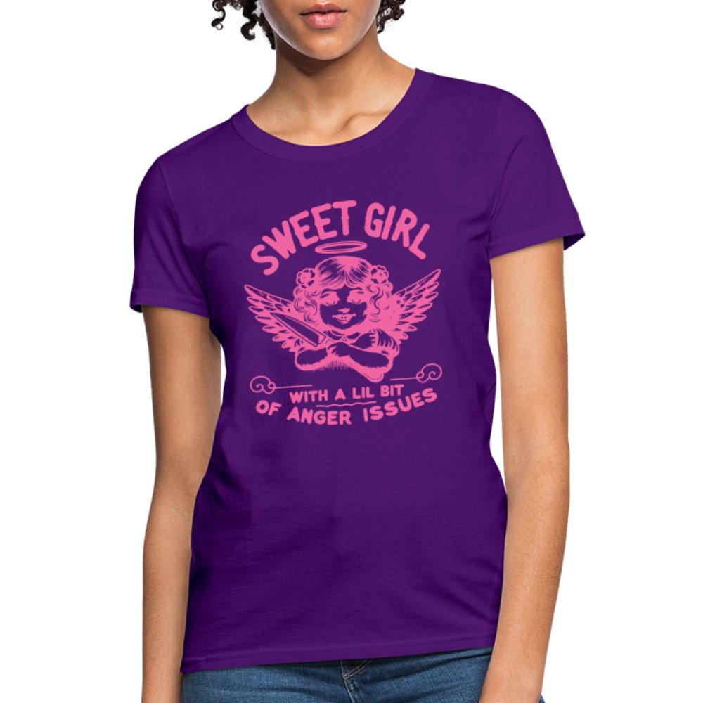 Sweet Girl With A Lil Bit of Anger Issues T-Shirt - purple