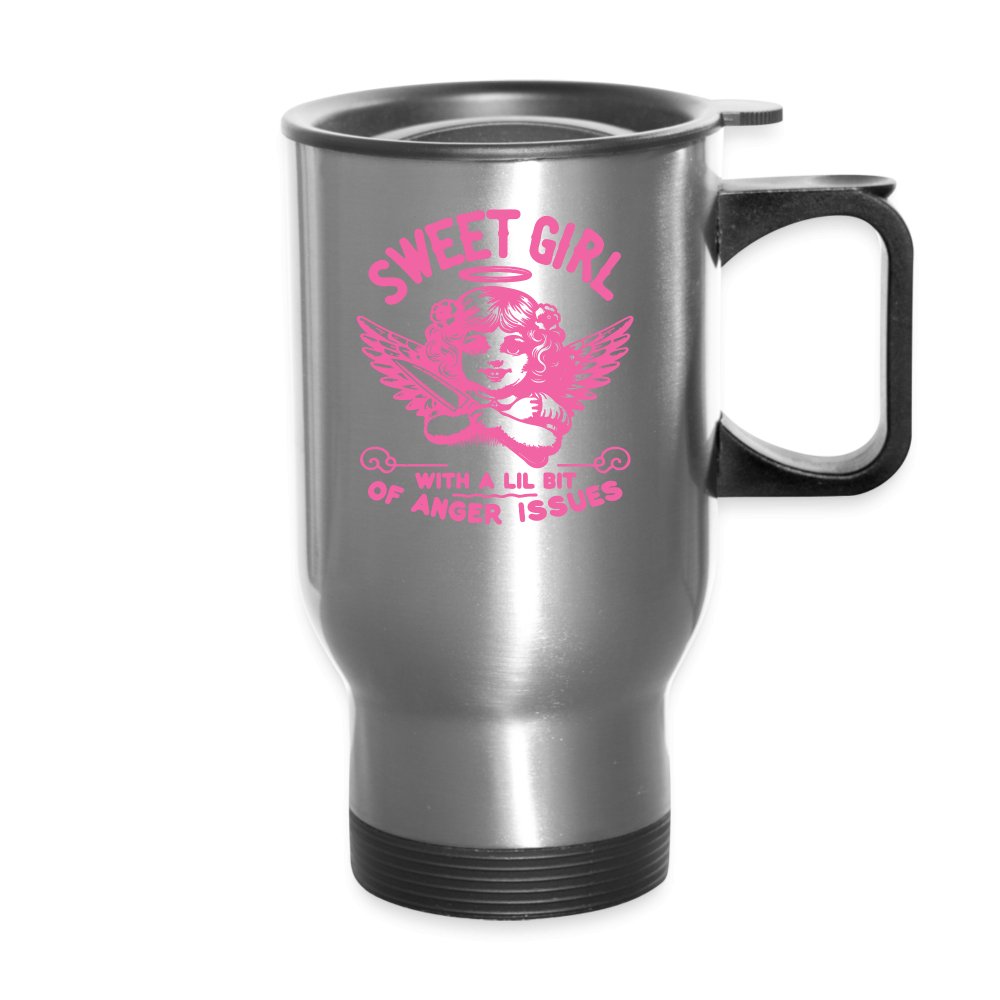 Sweet Girl With A Lil Bit of Anger Issues Travel Mug - white