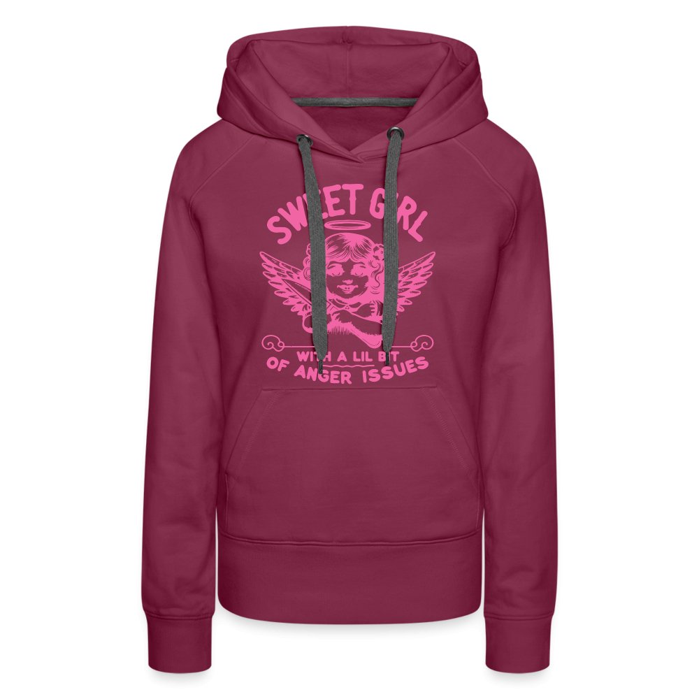 Sweet Girl With A Lil Bit of Anger Issues Women’s Premium Hoodie - burgundy