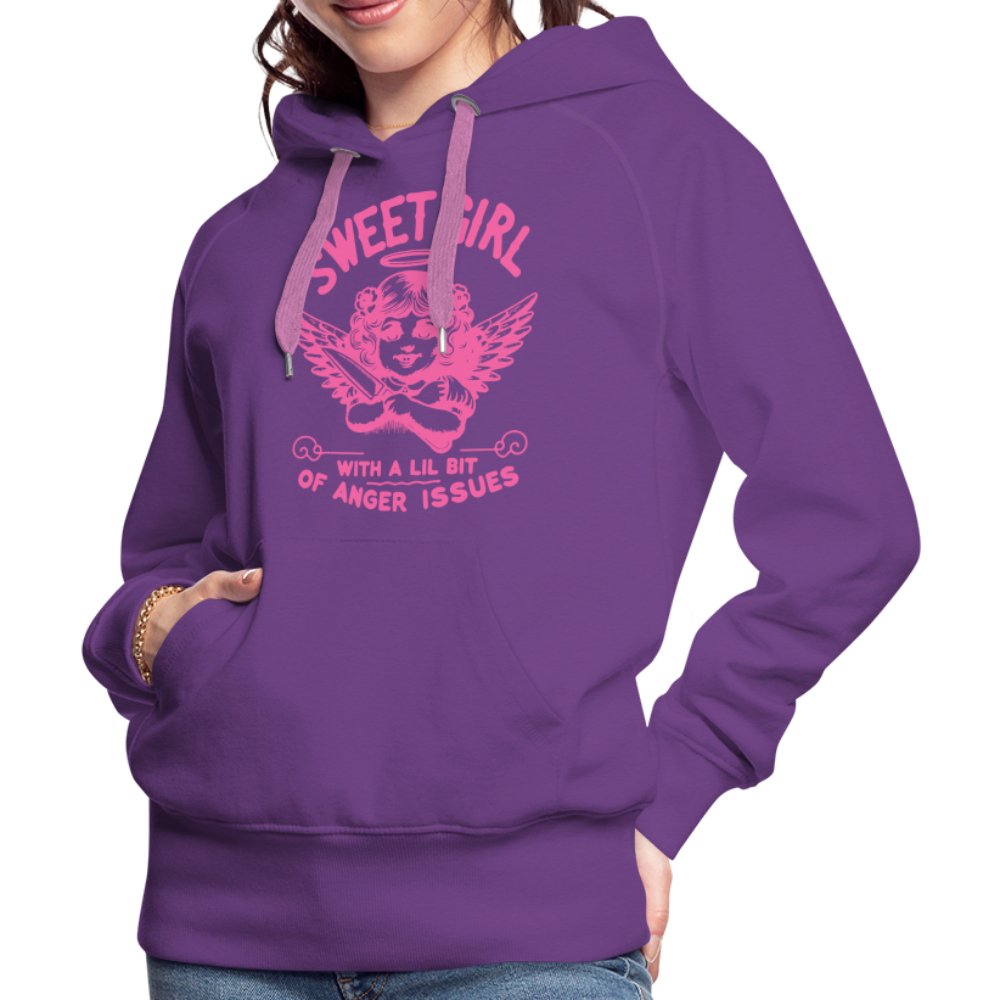 Sweet Girl With A Lil Bit of Anger Issues Women’s Premium Hoodie - purple