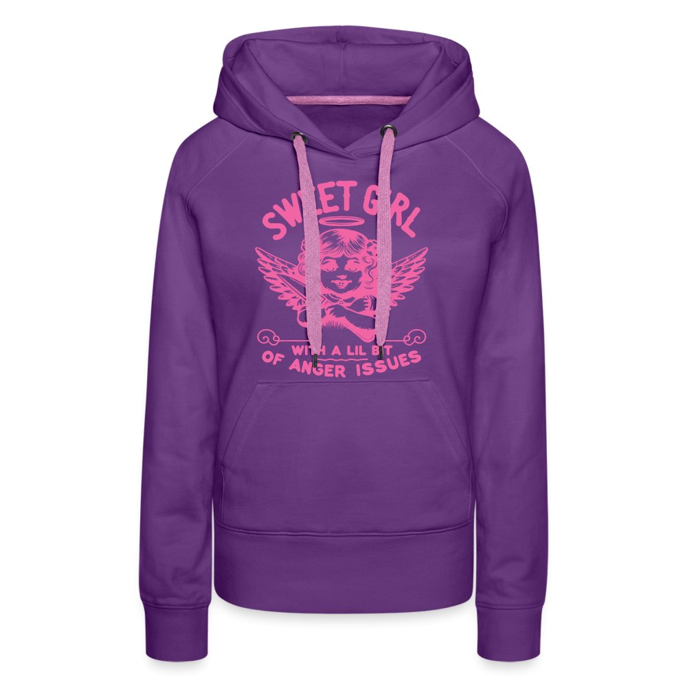 Sweet Girl With A Lil Bit of Anger Issues Women’s Premium Hoodie - purple