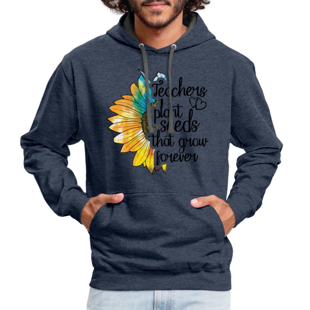 Teachers Plant Seeds That Grow Forever Hoodie - indigo heather/asphalt