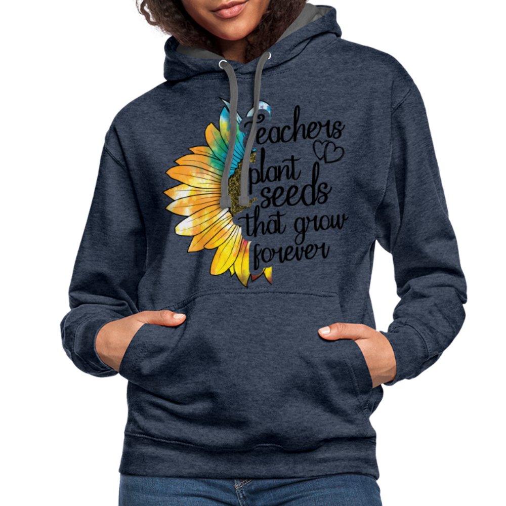 Teachers Plant Seeds That Grow Forever Hoodie - indigo heather/asphalt