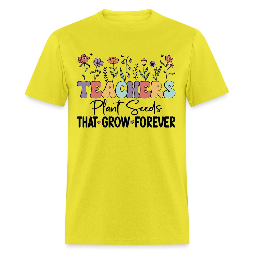 Teachers Plant Seeds That Grow Forever T-Shirt (with Flowers) - orange