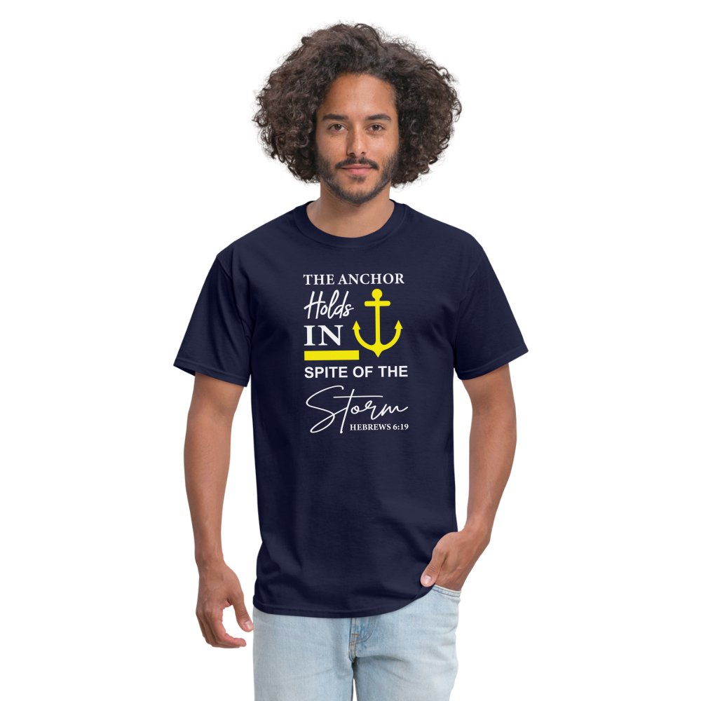 The Anchor Holds in Spite of the Storm (Hebrews 6:19) T-Shirt - navy