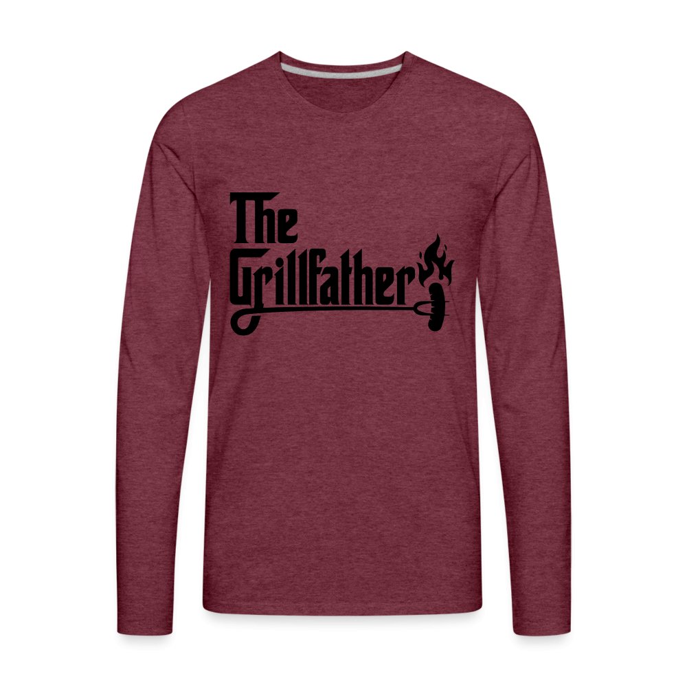 The Grillfather Men's Premium Long Sleeve T-Shirt (BBQ Dad Gilling) - heather burgundy