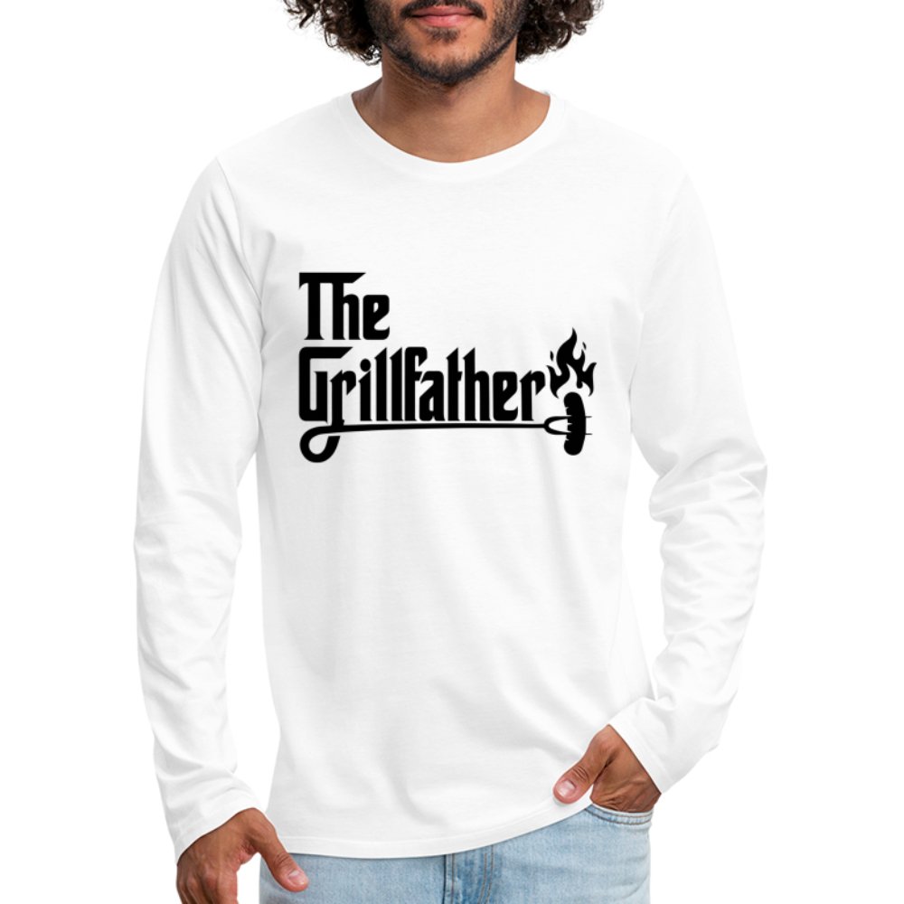 The Grillfather Men's Premium Long Sleeve T-Shirt (BBQ Dad Gilling) - heather gray