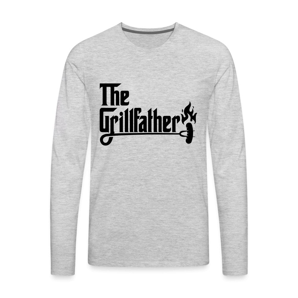 The Grillfather Men's Premium Long Sleeve T-Shirt (BBQ Dad Gilling) - heather gray