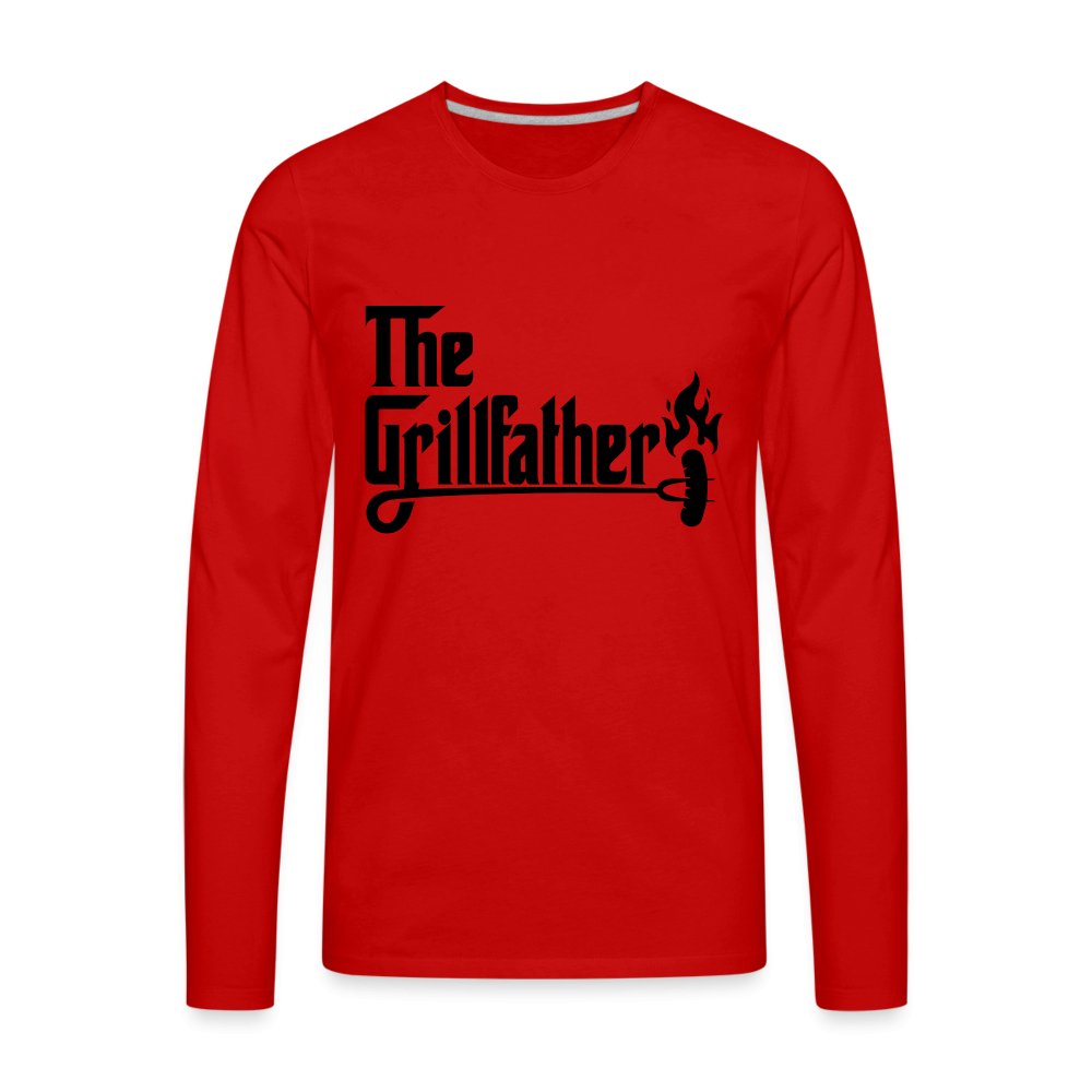 The Grillfather Men's Premium Long Sleeve T-Shirt (BBQ Dad Gilling) - red