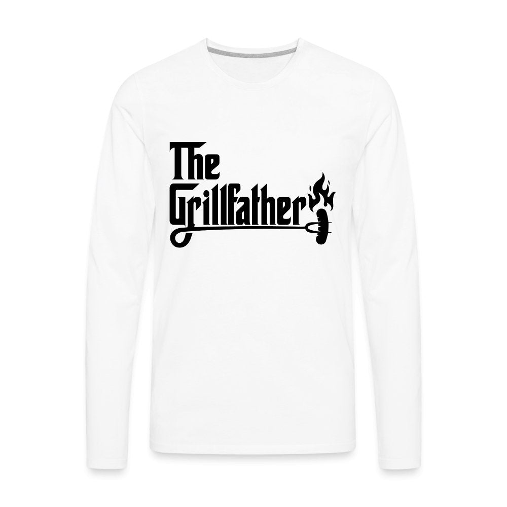 The Grillfather Men's Premium Long Sleeve T-Shirt (BBQ Dad Gilling) - white