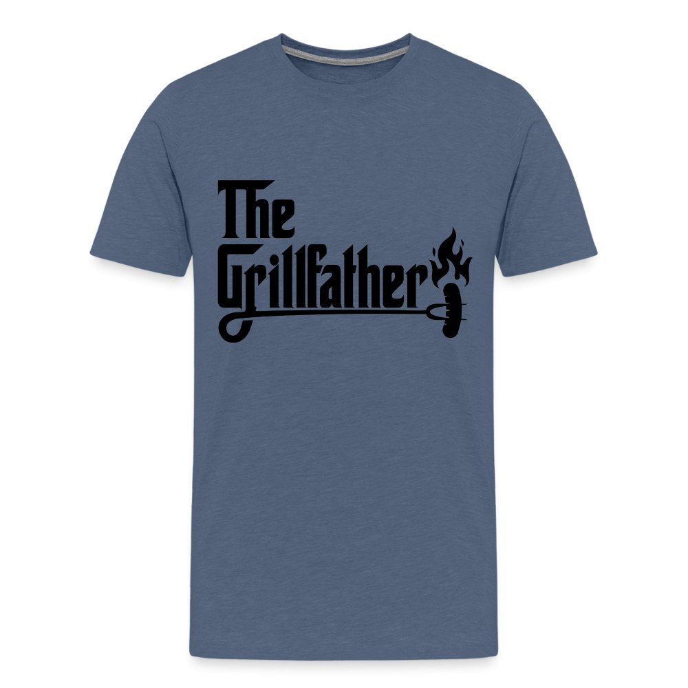 The Grillfather Men's Premium T-Shirt (BBQ Dad Gilling) - heather blue