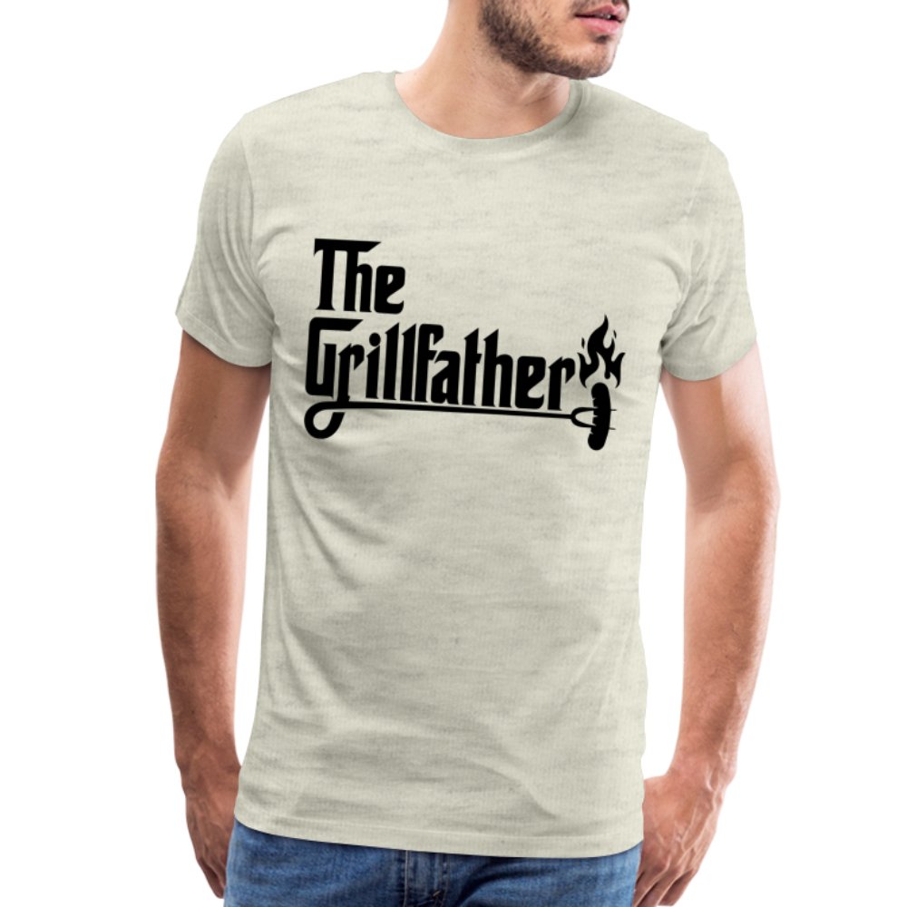 The Grillfather Men's Premium T-Shirt (BBQ Dad Gilling) - heather oatmeal