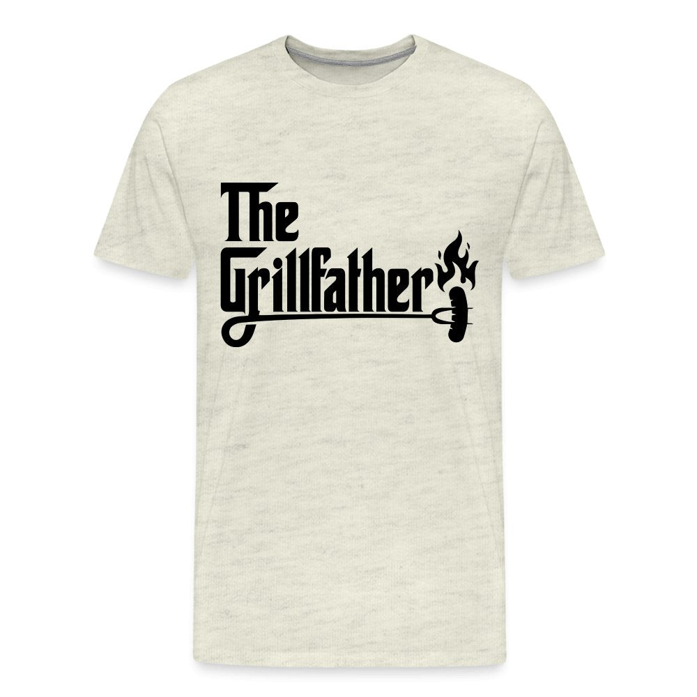 The Grillfather Men's Premium T-Shirt (BBQ Dad Gilling) - heather oatmeal