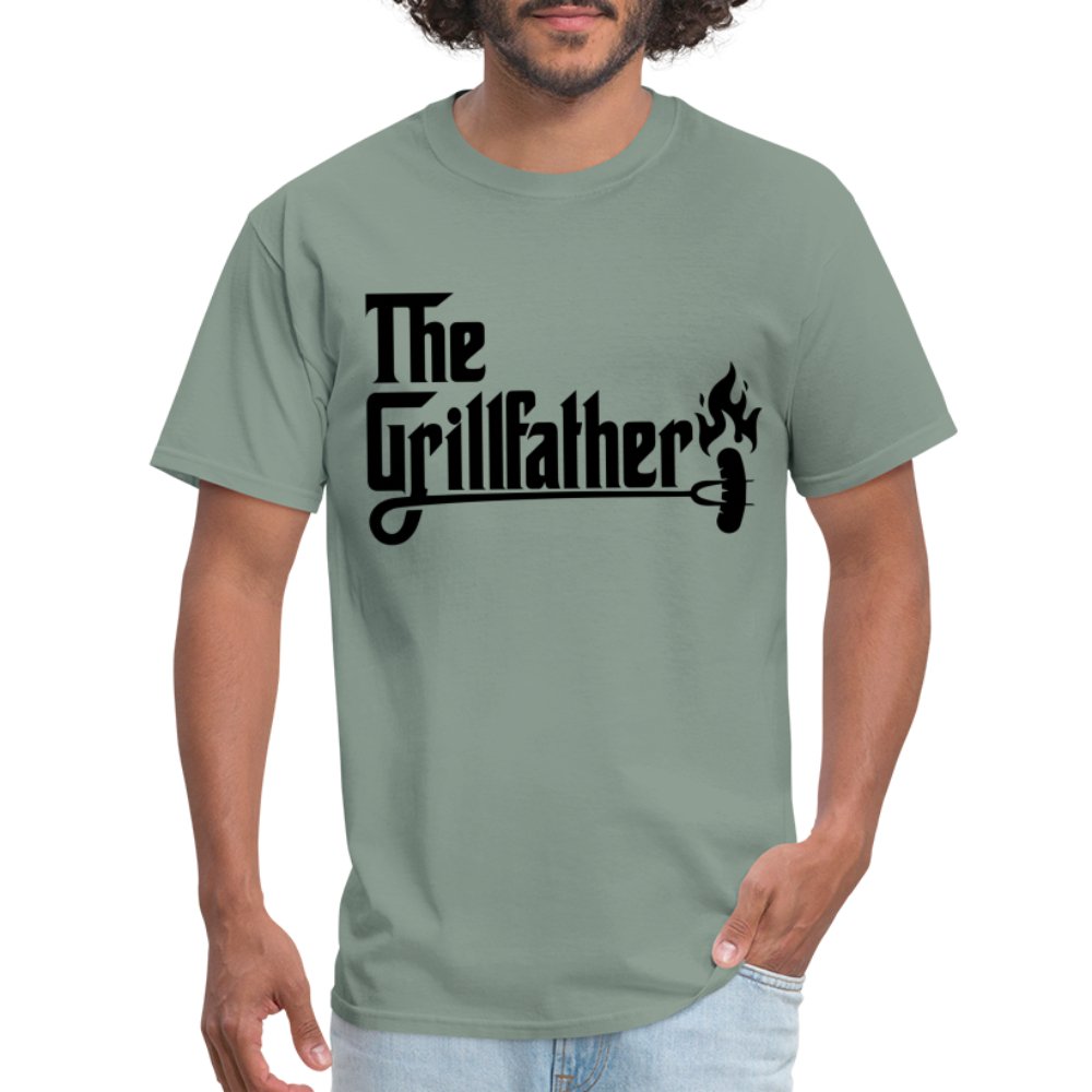 The Grillfather T-Shirt (BBQ Dad Gilling) - sage