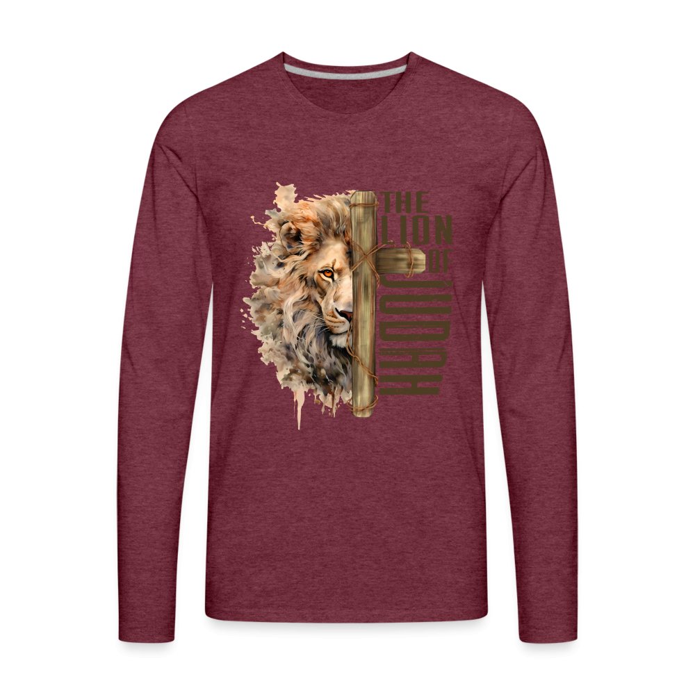 The Lion of Judah Men's Premium Long Sleeve T-Shirt - heather burgundy