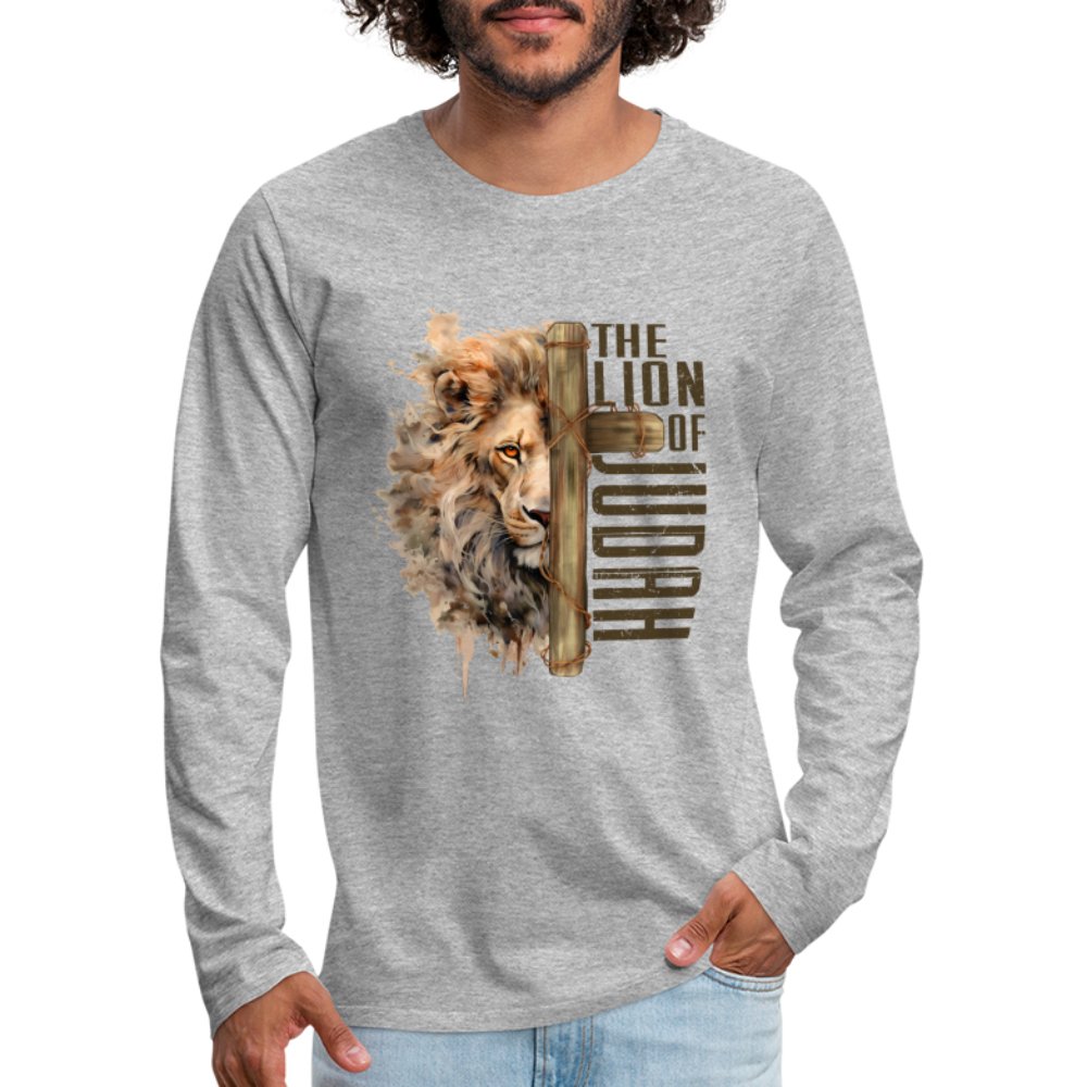 The Lion of Judah Men's Premium Long Sleeve T-Shirt - heather gray