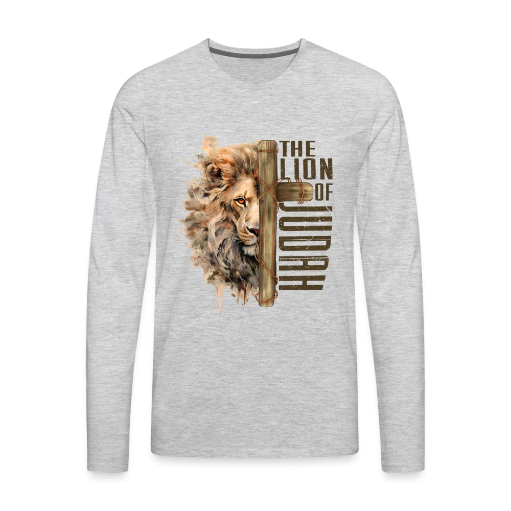 The Lion of Judah Men's Premium Long Sleeve T-Shirt - heather gray