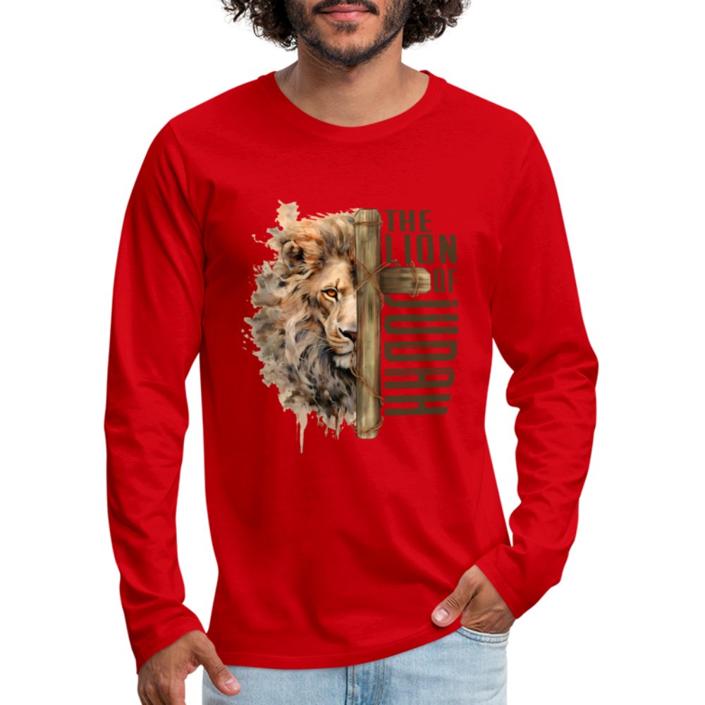 The Lion of Judah Men's Premium Long Sleeve T-Shirt - red