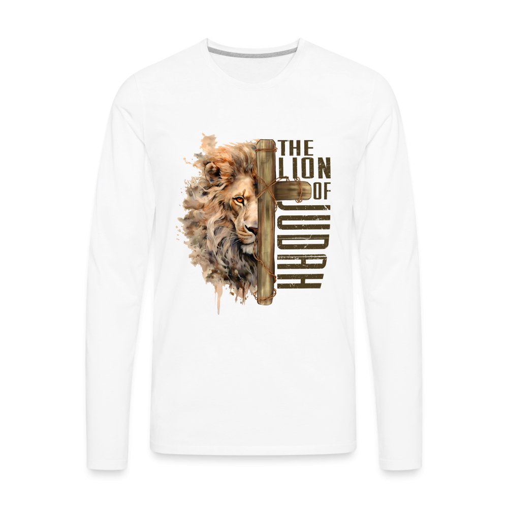 The Lion of Judah Men's Premium Long Sleeve T-Shirt - white