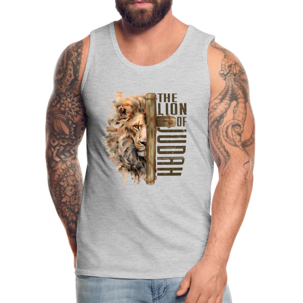 The Lion of Judah Men’s Premium Tank Top - heather gray