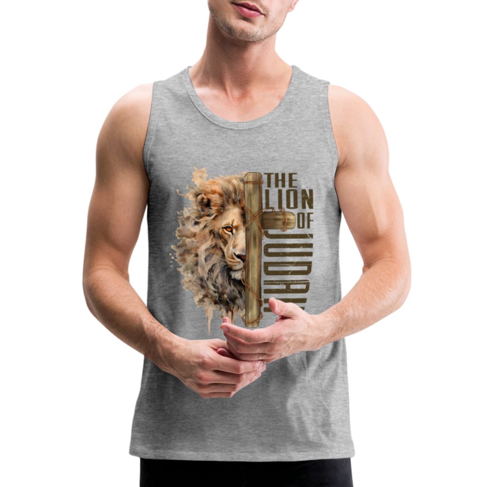 The Lion of Judah Men’s Premium Tank Top - heather gray