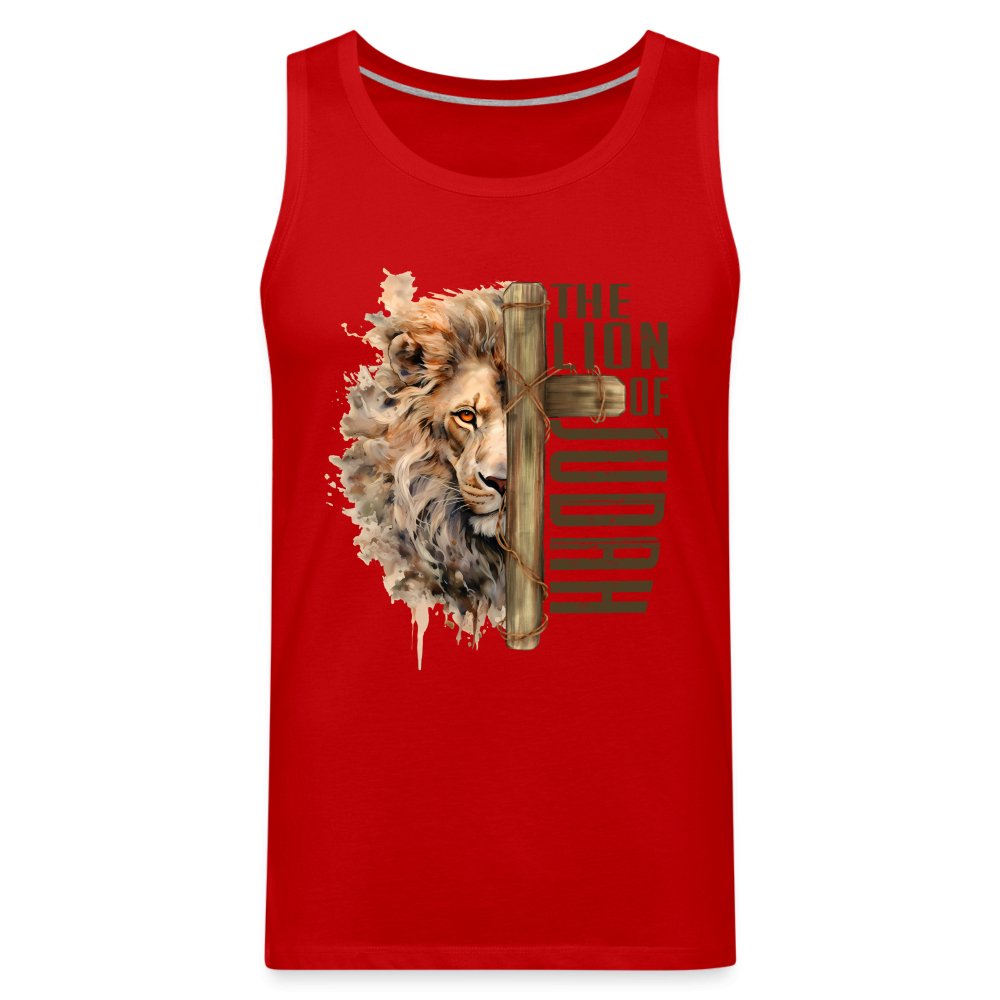 The Lion of Judah Men’s Premium Tank Top - red