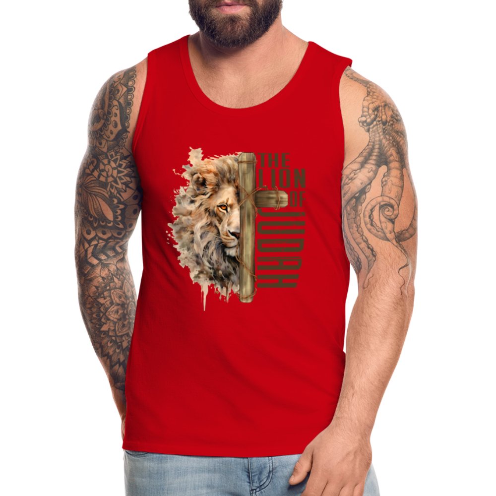 The Lion of Judah Men’s Premium Tank Top - red