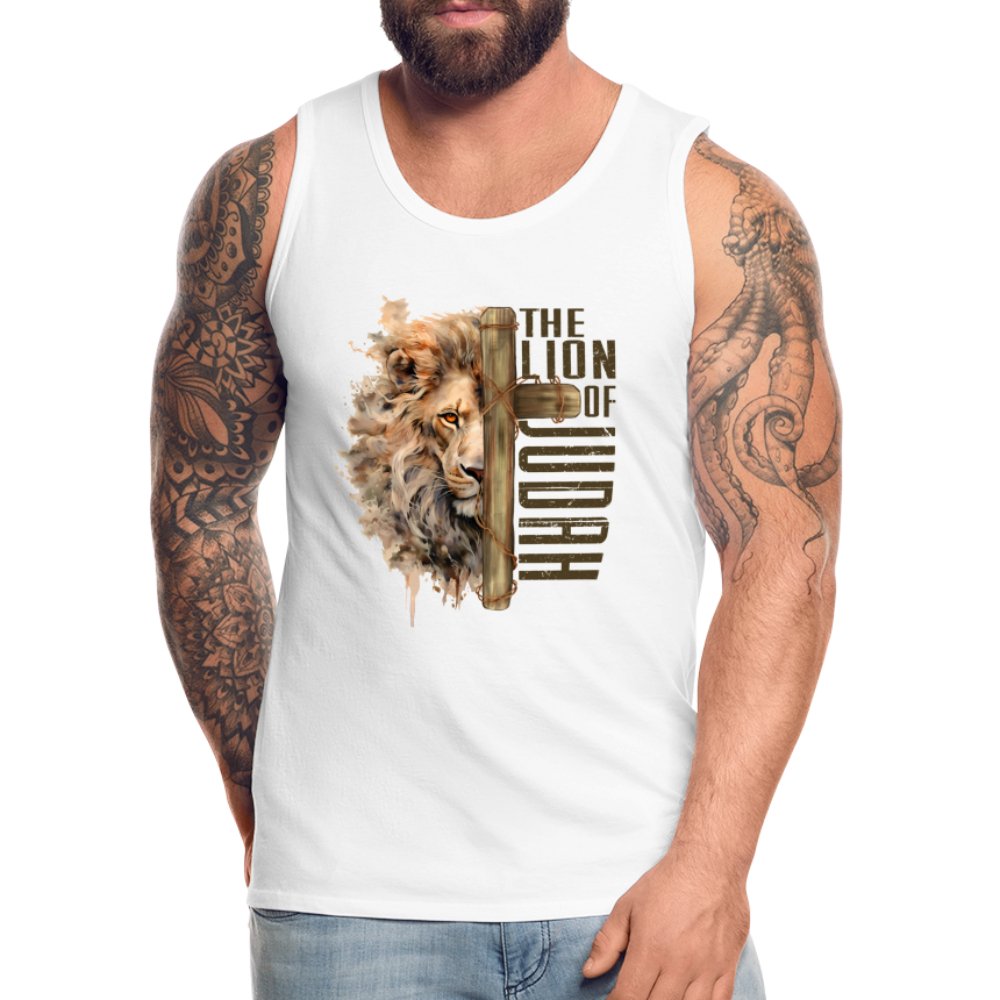 The Lion of Judah Men’s Premium Tank Top - white