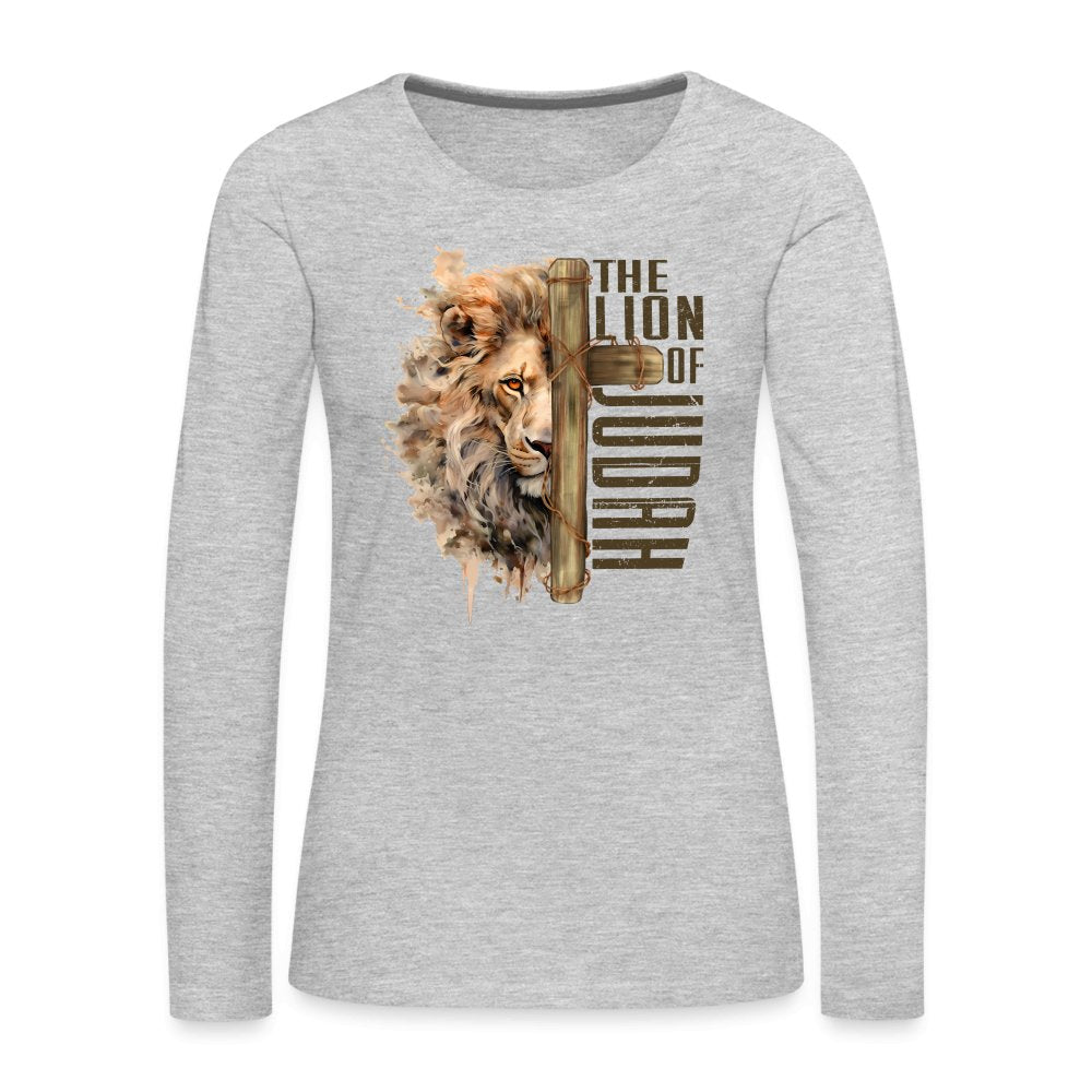 The Lion of Judah Women's Premium Long Sleeve T-Shirt - heather gray