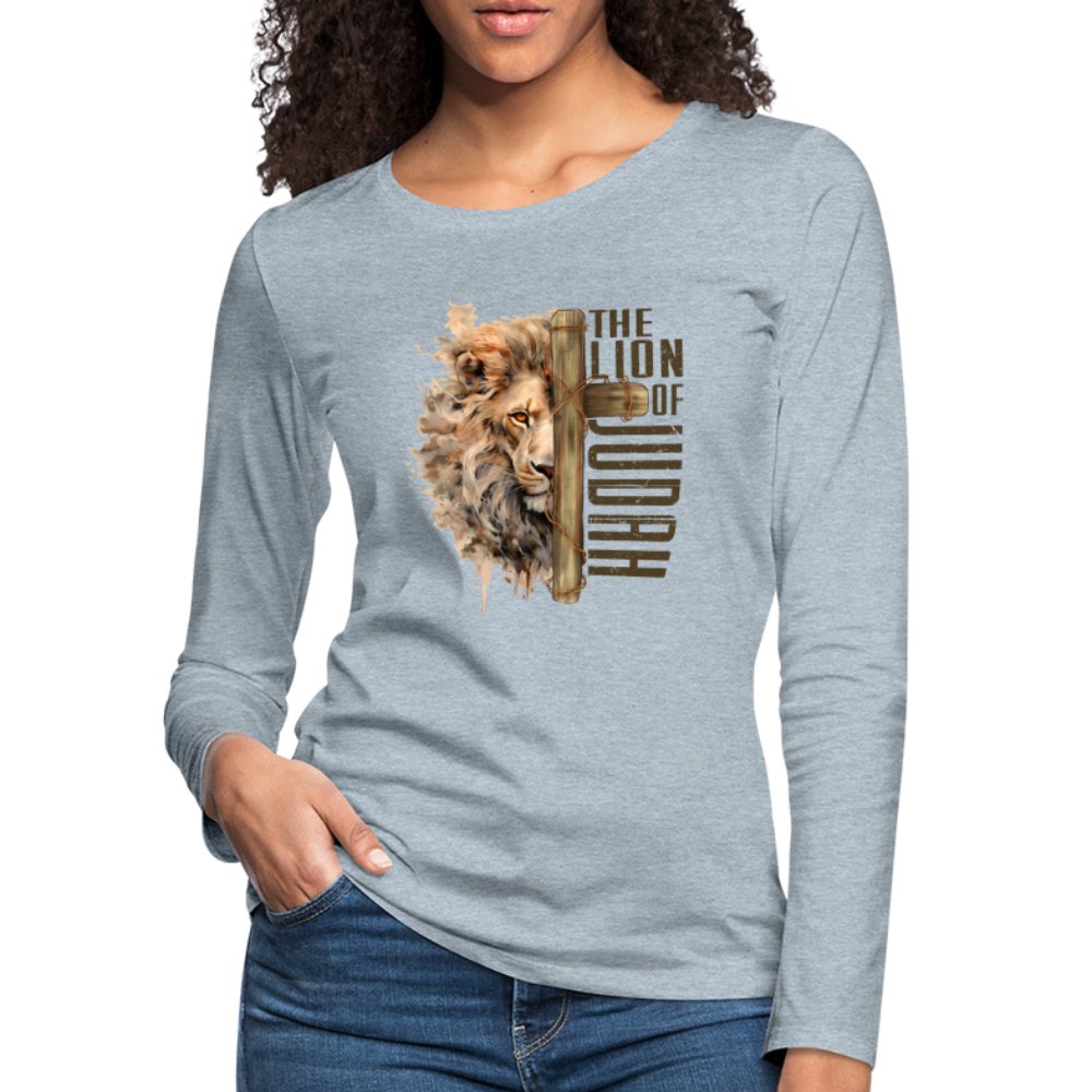 The Lion of Judah Women's Premium Long Sleeve T-Shirt - heather ice blue