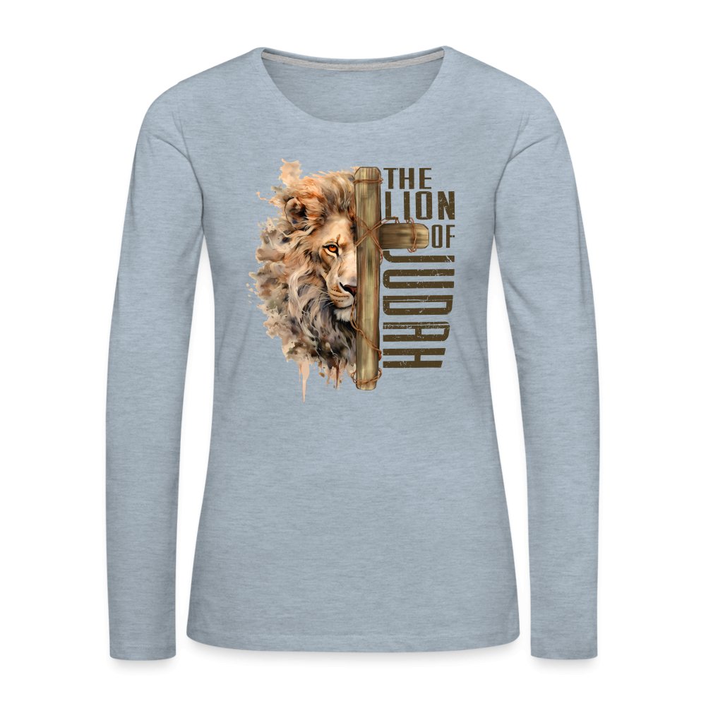 The Lion of Judah Women's Premium Long Sleeve T-Shirt - heather ice blue