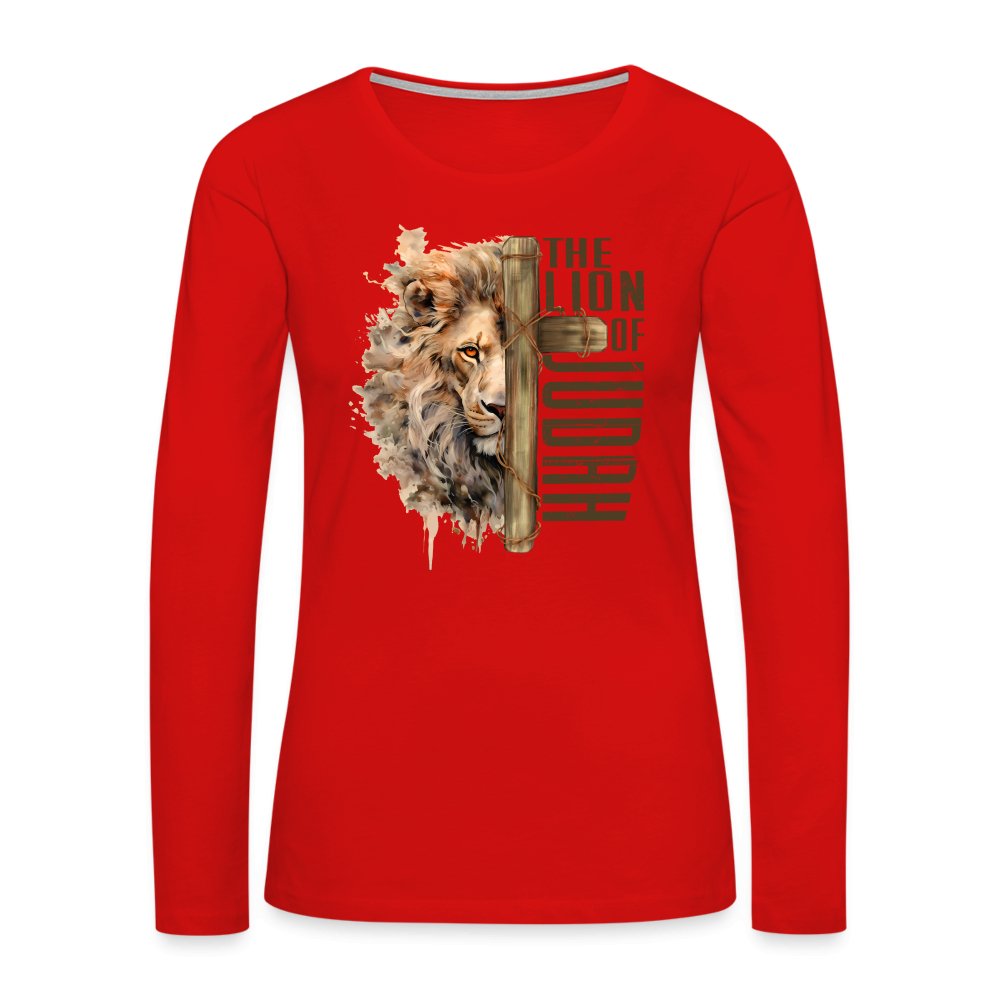 The Lion of Judah Women's Premium Long Sleeve T-Shirt - red