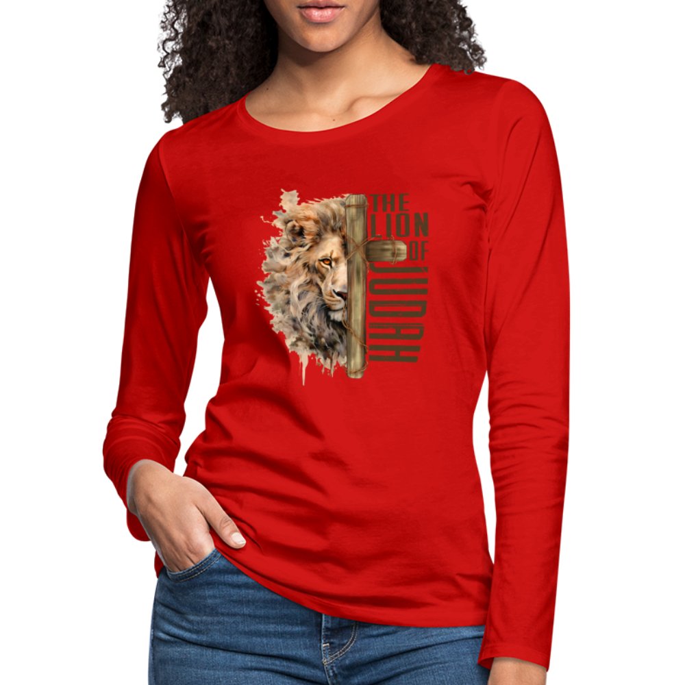 The Lion of Judah Women's Premium Long Sleeve T-Shirt - red