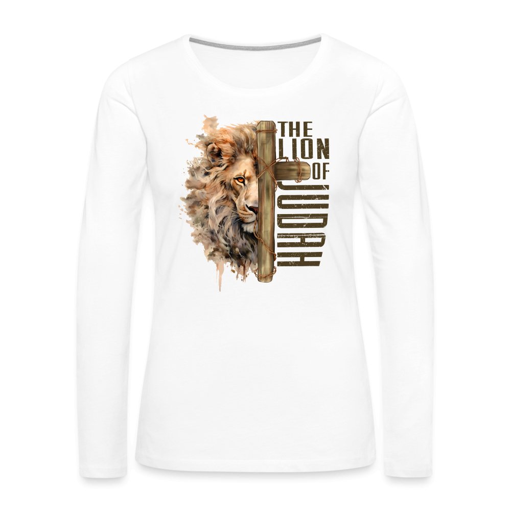 The Lion of Judah Women's Premium Long Sleeve T-Shirt - white