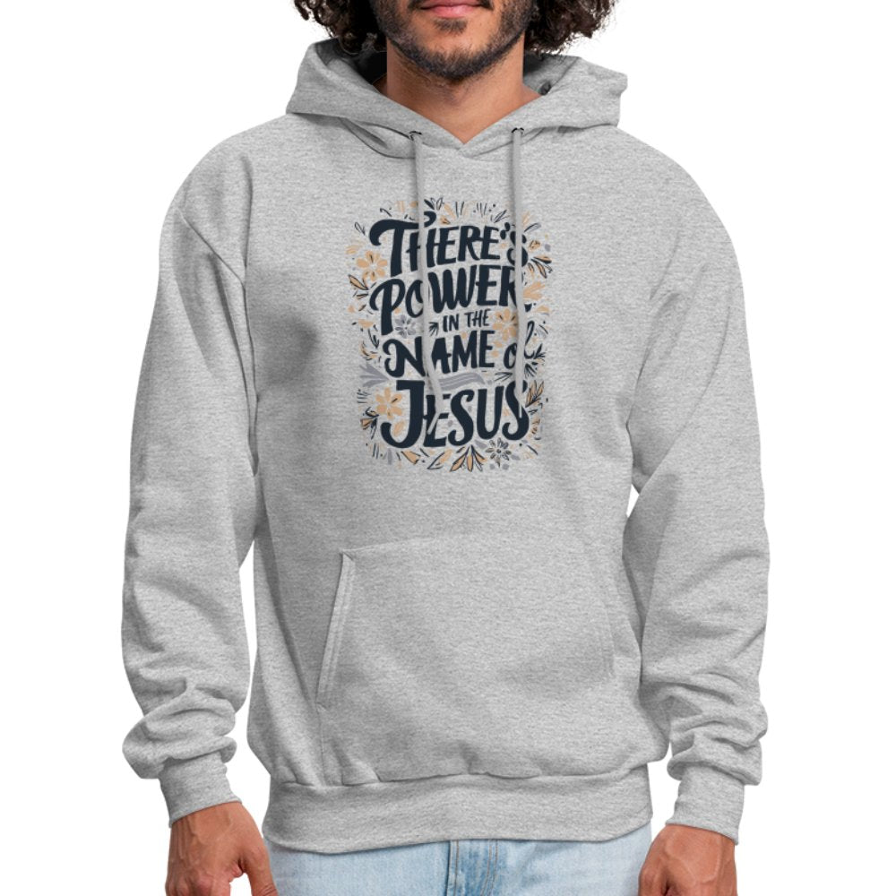 There's Power in the Name of Jesus Hoodie - heather gray