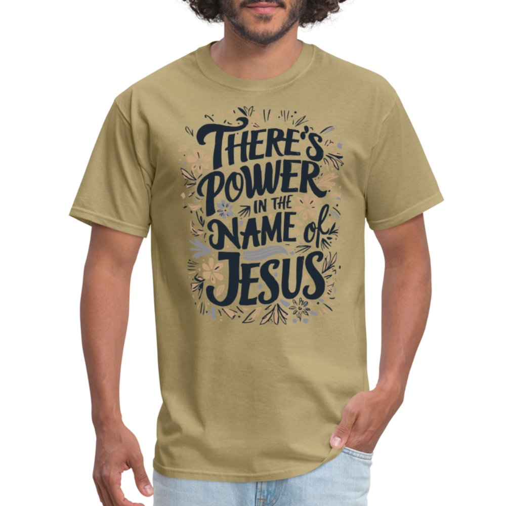 There's Power in the Name of Jesus T-Shirt - khaki