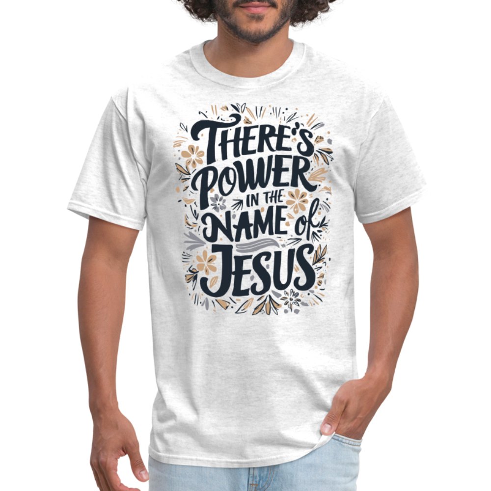 There's Power in the Name of Jesus T-Shirt - light heather gray