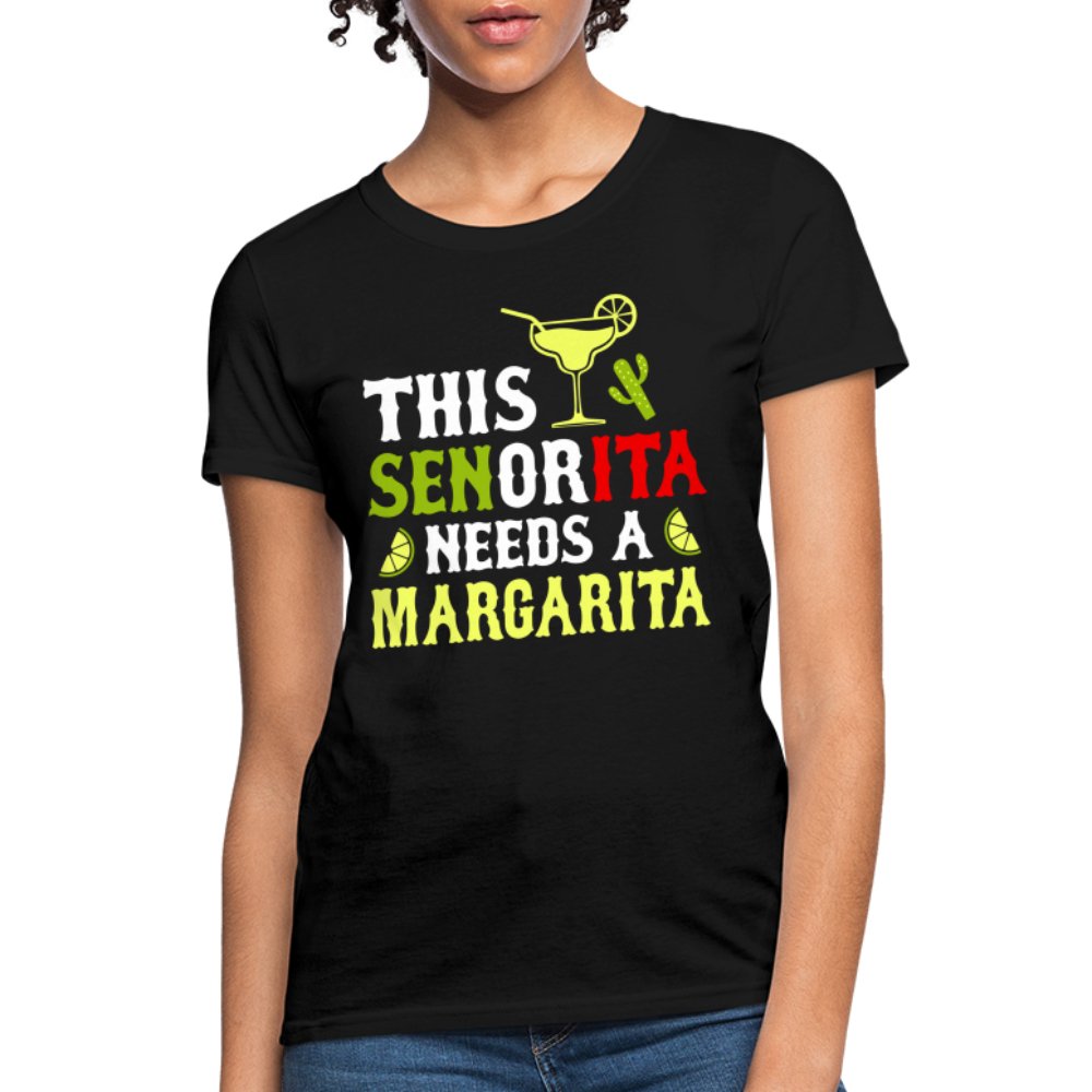 This Señorita Needs A Margarita Women's T-Shirt (Cinco de Mayo) - black