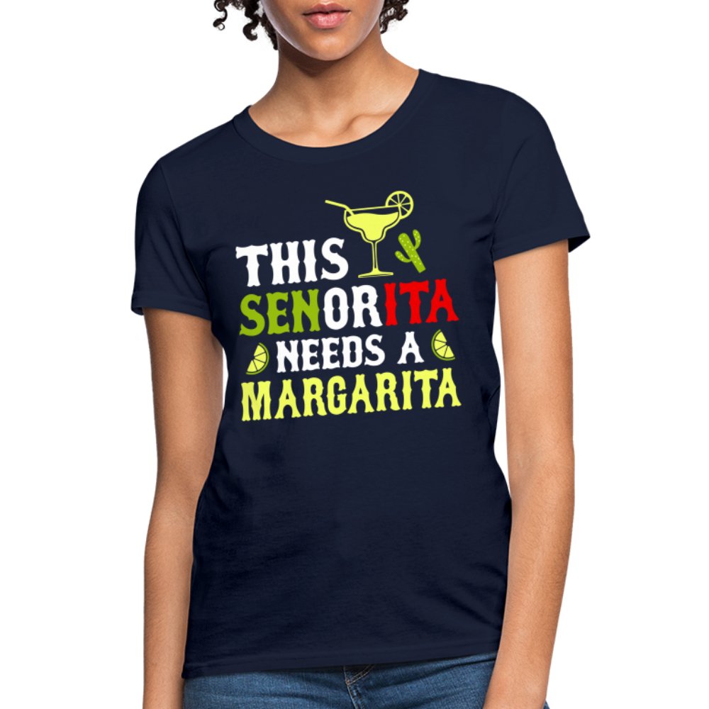 This Señorita Needs A Margarita Women's T-Shirt (Cinco de Mayo) - navy