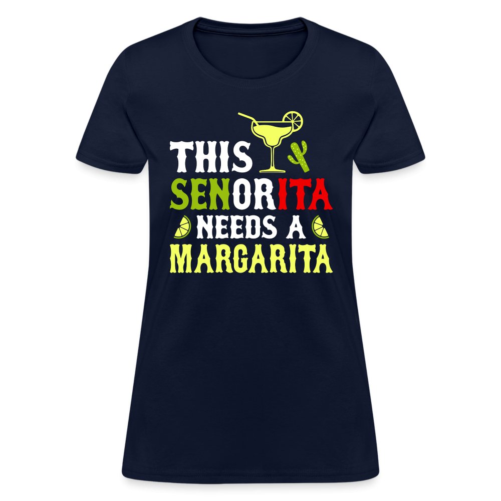 This Señorita Needs A Margarita Women's T-Shirt (Cinco de Mayo) - navy